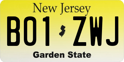 NJ license plate B01ZWJ