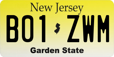 NJ license plate B01ZWM