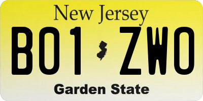 NJ license plate B01ZWO