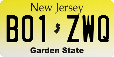 NJ license plate B01ZWQ