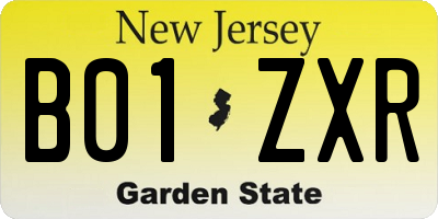 NJ license plate B01ZXR