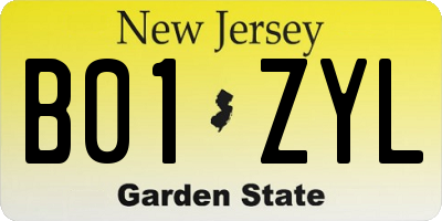 NJ license plate B01ZYL