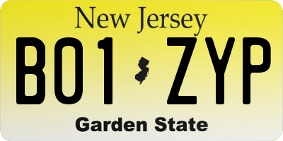 NJ license plate B01ZYP