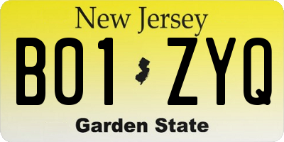 NJ license plate B01ZYQ