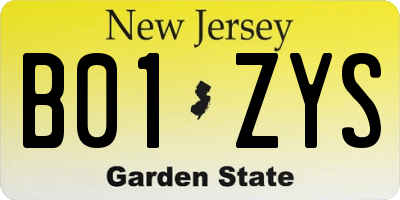 NJ license plate B01ZYS