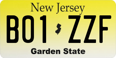 NJ license plate B01ZZF