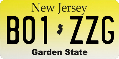 NJ license plate B01ZZG