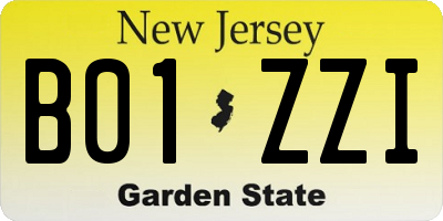 NJ license plate B01ZZI