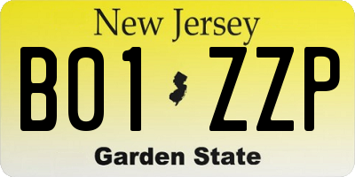 NJ license plate B01ZZP