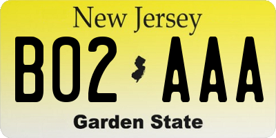NJ license plate B02AAA