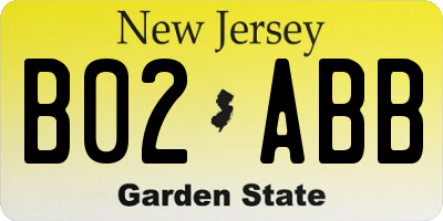 NJ license plate B02ABB