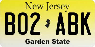 NJ license plate B02ABK