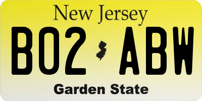 NJ license plate B02ABW