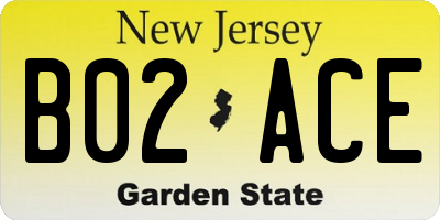 NJ license plate B02ACE