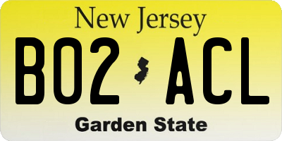 NJ license plate B02ACL