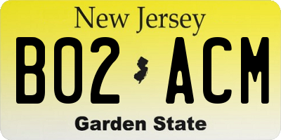 NJ license plate B02ACM