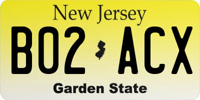 NJ license plate B02ACX