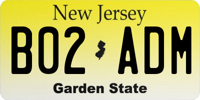 NJ license plate B02ADM