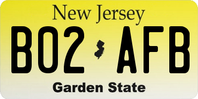 NJ license plate B02AFB