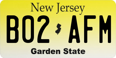 NJ license plate B02AFM