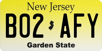 NJ license plate B02AFY