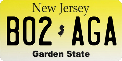 NJ license plate B02AGA