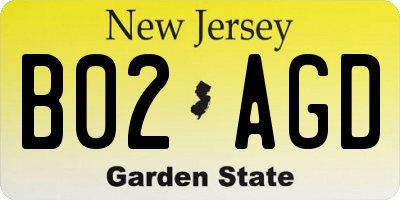 NJ license plate B02AGD