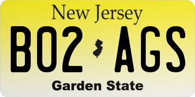 NJ license plate B02AGS