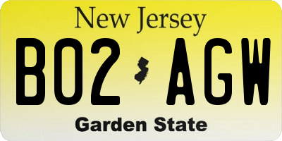 NJ license plate B02AGW