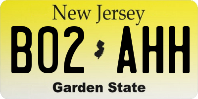 NJ license plate B02AHH