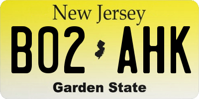 NJ license plate B02AHK