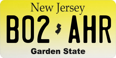 NJ license plate B02AHR