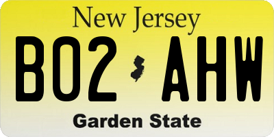 NJ license plate B02AHW