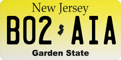 NJ license plate B02AIA