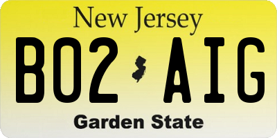 NJ license plate B02AIG