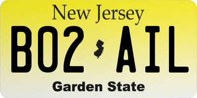 NJ license plate B02AIL