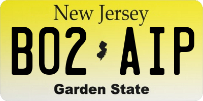 NJ license plate B02AIP