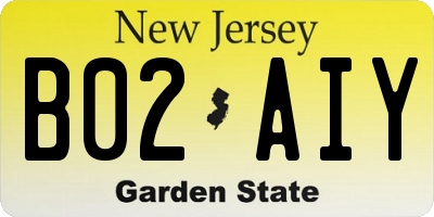NJ license plate B02AIY
