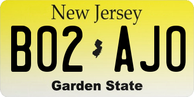 NJ license plate B02AJO