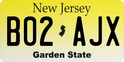 NJ license plate B02AJX