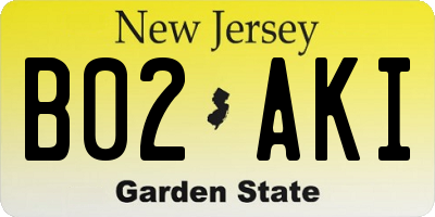 NJ license plate B02AKI