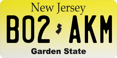 NJ license plate B02AKM