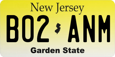 NJ license plate B02ANM