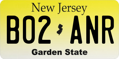 NJ license plate B02ANR