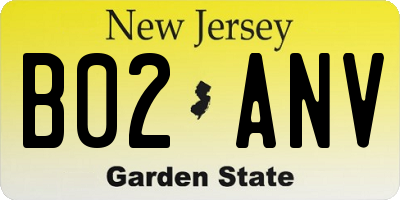 NJ license plate B02ANV