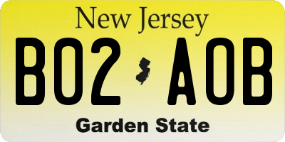 NJ license plate B02AOB