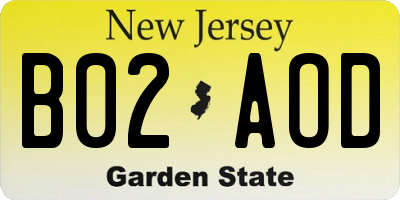 NJ license plate B02AOD