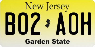 NJ license plate B02AOH