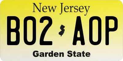 NJ license plate B02AOP