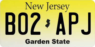 NJ license plate B02APJ